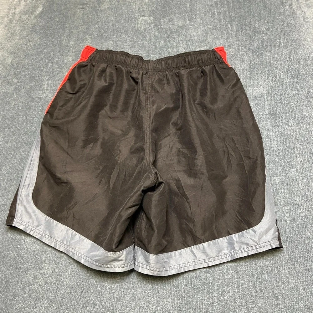 Nike Board Shorts Mens Large Black Swoosh Logo Mesh Lined Mid Rise Swimwear
